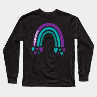 PNES Awareness Rainbow with hearts Long Sleeve T-Shirt